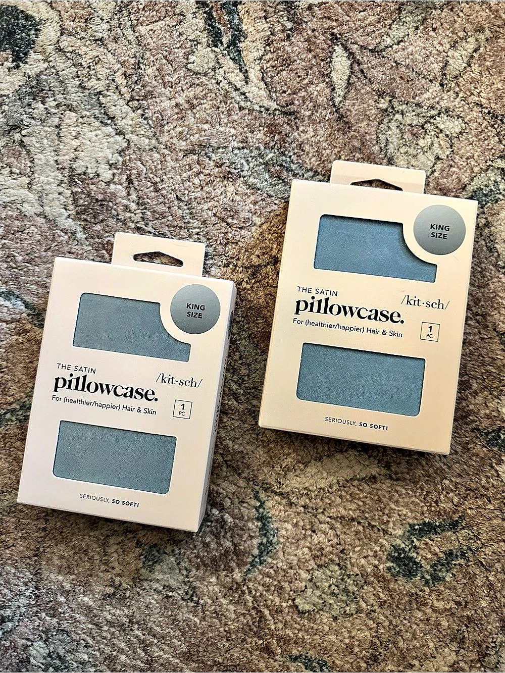 Kitsch The Satin Pillowcase - King Size Blue 2-Pack